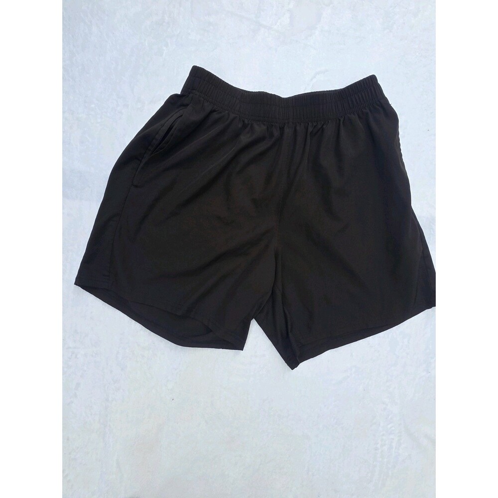 Men's Athletic Shorts Solid Black Drawstring Pockets Regular Fit Size M